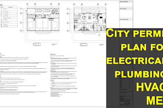 design 2d city permit plan for electrical drawings, plumbing, hvac, mep drawings