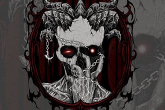 draw detailed dark,horror,metal,gore illustration