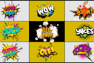 design comic text, comic logo, words, pop art, and slogan