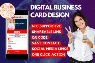 create digital business card design, nfc supportive with qr code