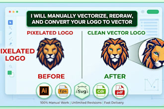 manually vectorize, redraw, and convert your logo  to vector