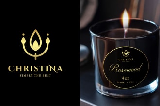 do modern luxury candle logo label minimal business design