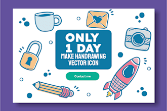 make hand drawn vector icons for website, app etc