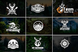 design the best fishing hunting outdoor and adventure logo for your brand