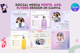design unique social media posts, ads, flyers with canva pro