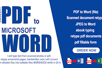convert pdf to word, and retype your scanned documents into ms word