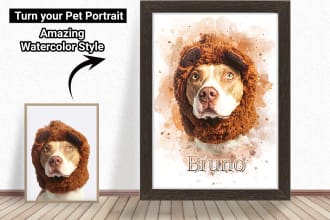 draw watercolor portrait your dog or cat and all pet