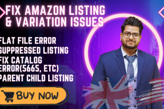 write amazon product listing and fix any listing errors and variation issues