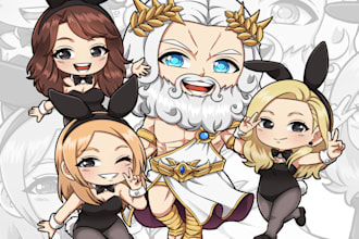 draw cool chibi detailed character for pfp keychain sticker