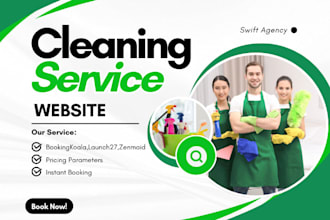 build cleaning service website, house, office cleaning, booking koala website