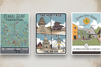 draw a vintage poster illustration for event or merch