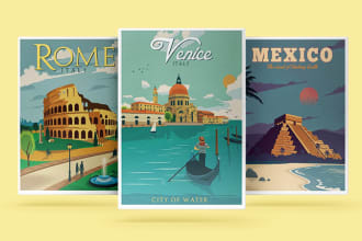 do retro vintage poster, cinematic, movie poster, illustration, art deco, travel