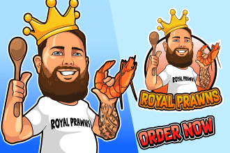 design cool human caricature and cartoon mascot logo