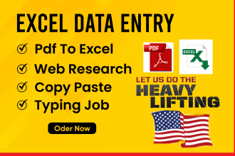 excel data entry, PDF conversion and excel for real estate
