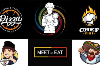 design ice cream, coffee, burger, pizza and fast food logo