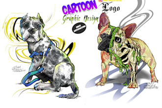 do a cartoon pet portrait of your dog for profile pic