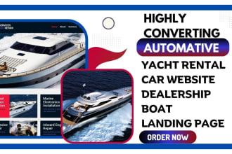 design yacht boat website rentals bookings jet ski ship car rental landing page