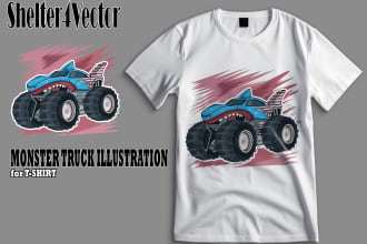 draw vector cartoon monster truck or other car illustration for your t shirt