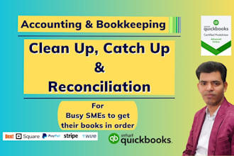 do quickbooks setup, catch up, clean up, bank reconciliation and bookkeeping