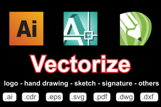 redraw to autocad dwg,  vectorize logo, map, to ai, cdr, eps, svg, pdf, dfx,