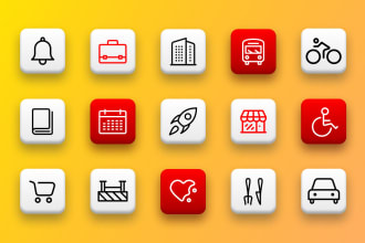 do custom icon design, vector line icons pack for web and app