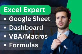 do automation in excel, google sheet, vba, macro, formula, app script ,