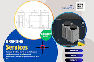 draft, sketch, PDF, or jpeg  to autocad dwg