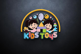 design colorful cute, fun, kids, baby shop,  toys, logo
