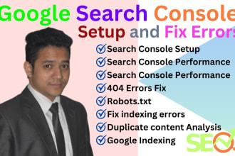 setup google search console, fix indexing issue, errors and XML sitemap