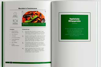 format and design cookbook, recipe book with recipe images