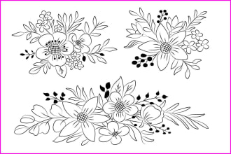 draw line art, one line art, botanical, flower, illustration