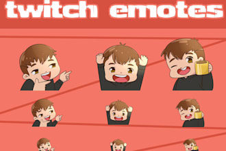 make cutest emotes, sub badges for streamer, discord, twitch in my chibi style