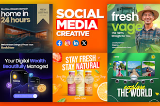 design creative social media post ads for instagram facebook and linkedin