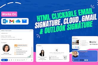create HTML clickable email signature, gmail and outlook email signature