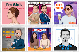 draw cartoon podcast cover art