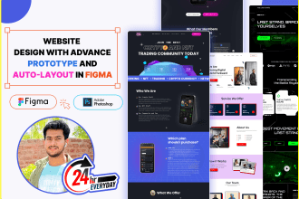 design website in figma with advanced prototype and auto layout