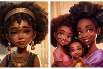 design 3d african american children story book illustration or cover