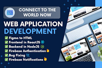 develop full stack web application using react and node or firebase
