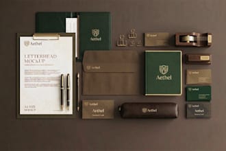 design logo, business card, letterhead, and stationery