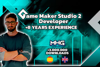 do develop whatever you need in game maker, 8 years exp