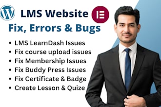 fix errors in wordpress lms website with learndash lms issues in 12 hours