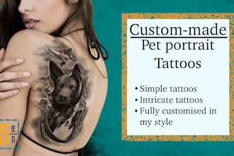 draw stunning and unique pet portrait tattoos in my style
