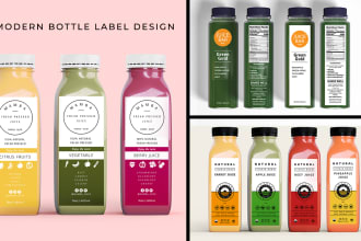 do modern juice bottle label and beverage label design
