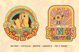 do retro vintage 70s groovy hippie typography graphics t shirt design