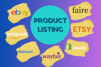 list products on amazon, ebay, shopify, wayfair and faire