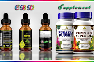 do create cbd and supplement premium product label design,