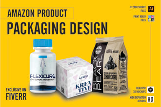 design packaging design, product box design, shipping box and amazon box design