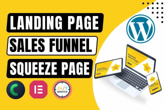 create wordpress landing page design, sales funnel, or squeeze page
