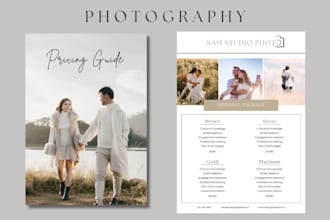 design price list, pricing guide, photography, etc