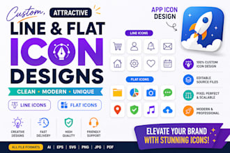 create a custom, attractive line and flat app icon designs